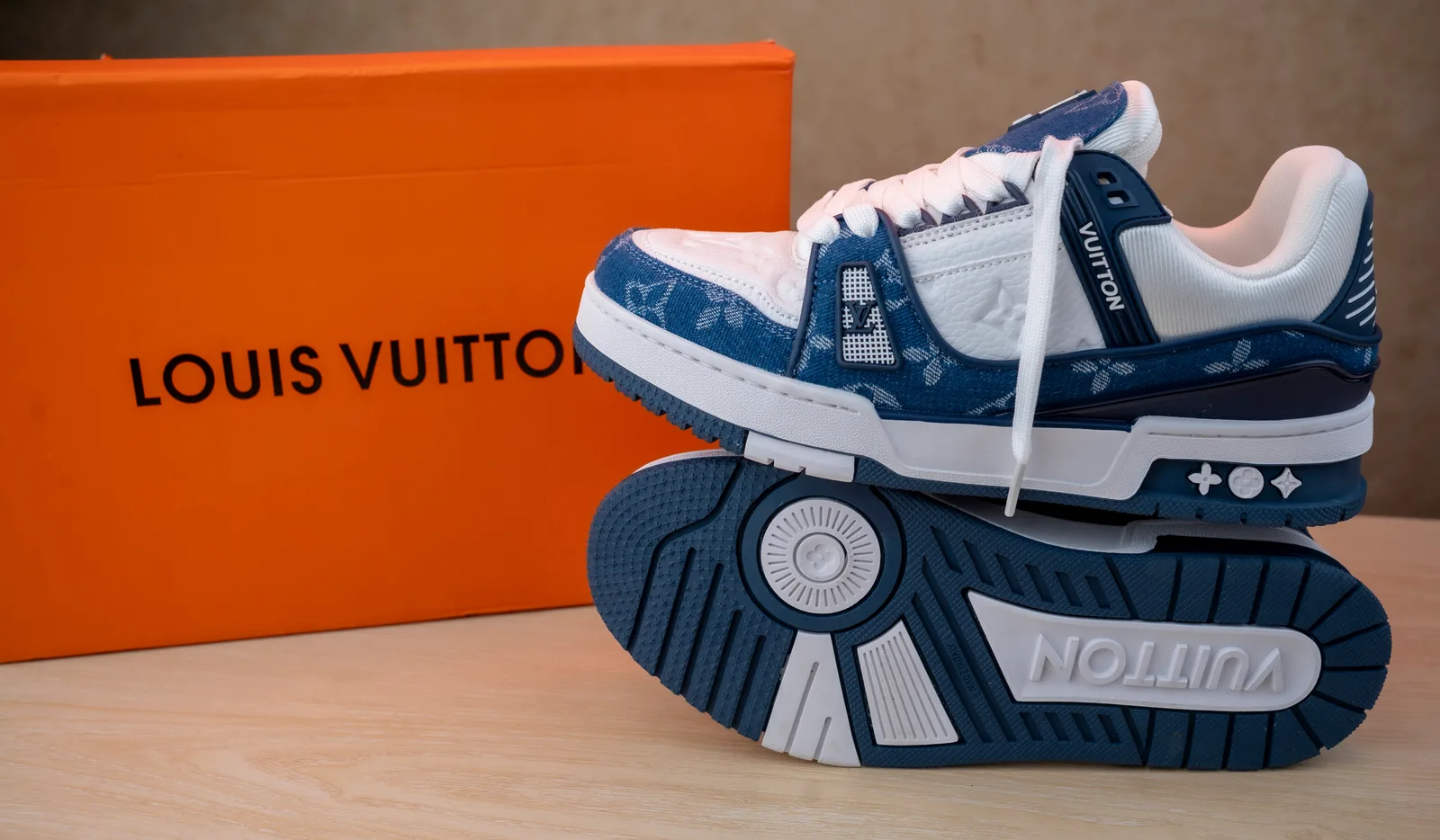 LV Trainer Denim Blue & White Sneaker