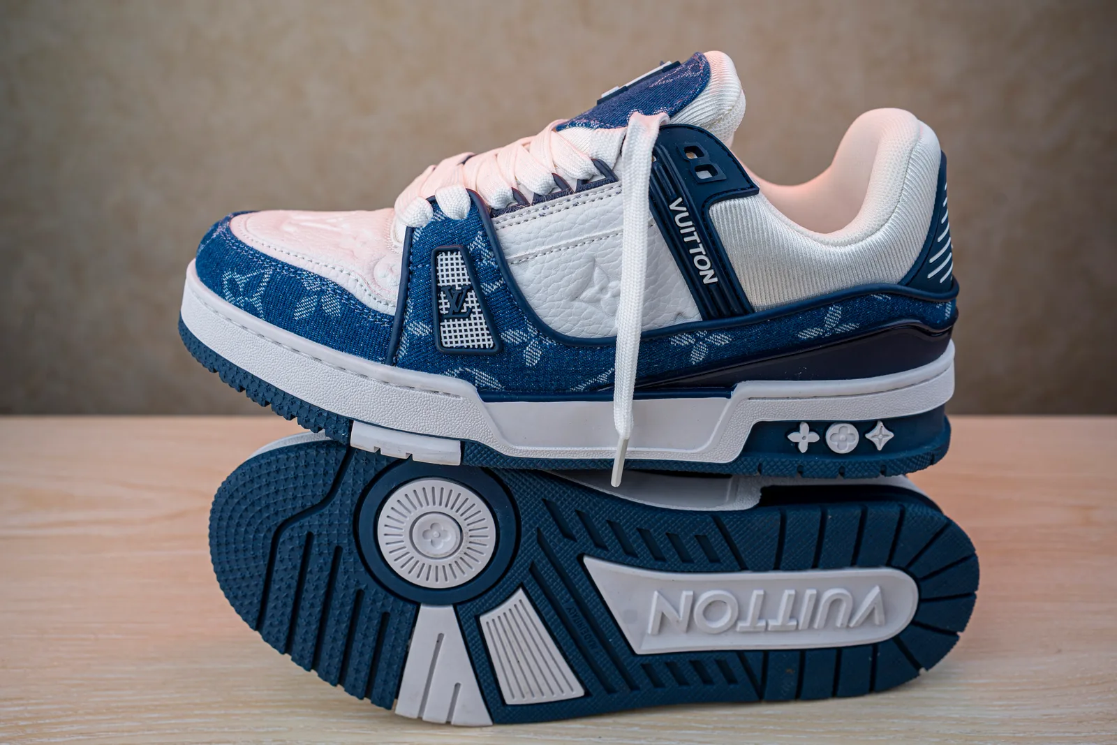 LV Trainer Denim Blue & White Sneaker