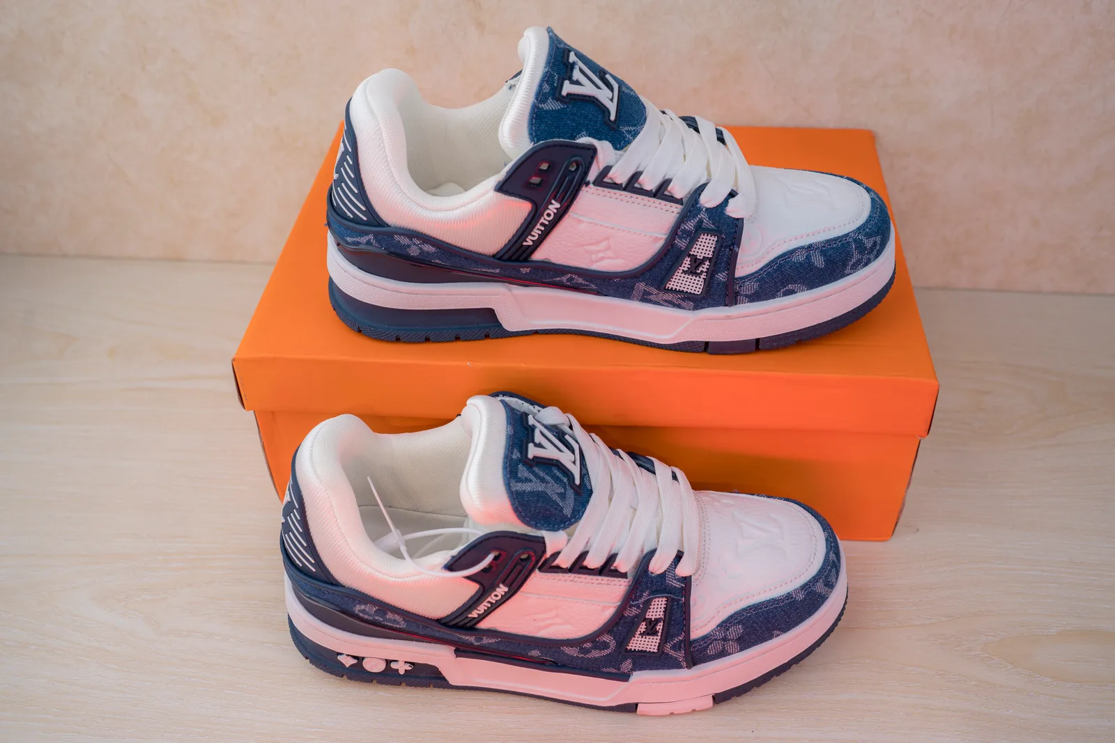 LV Trainer Denim Blue & White Sneaker