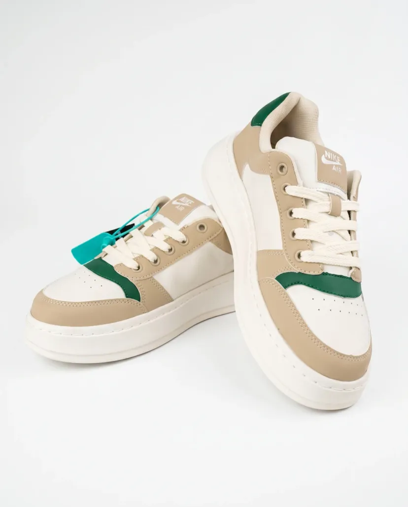 Classic Chunky Sneakers - Beige & Green
