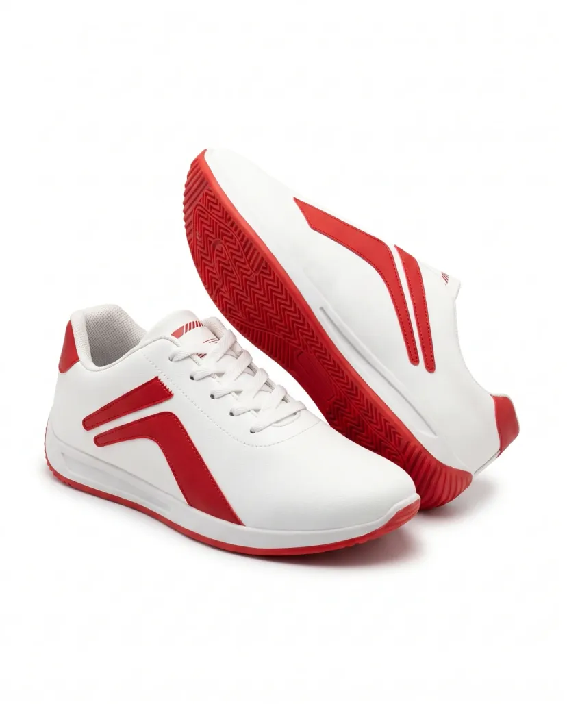 Men's Active Running Sneakers - White & Red