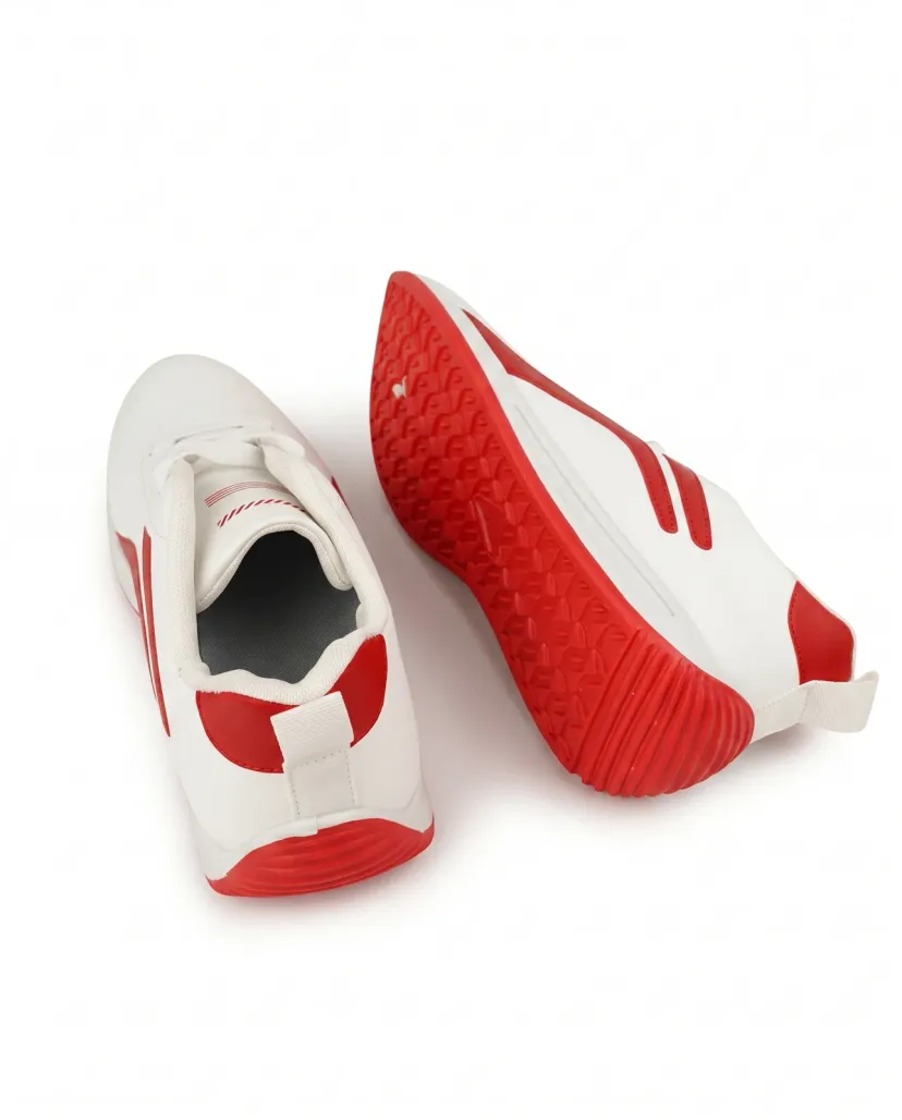 Men's Active Running Sneakers - White & Red