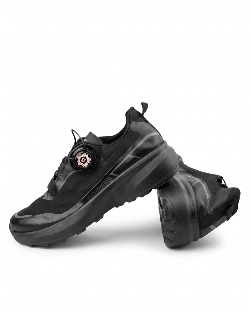 Men's Pro-Active Dial Lace Trail Sneakers Triple Black