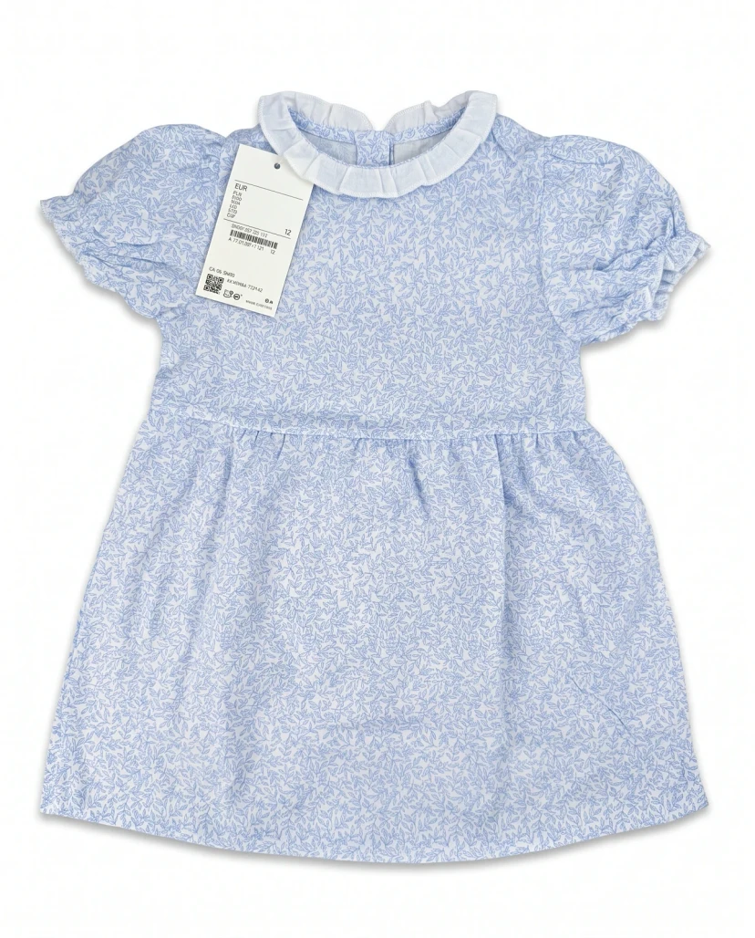 Girls' Cute Botanical Print Button-Down Dress - Light Blue