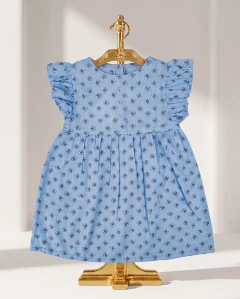 Girls' Cute Ditsy Floral Ruffle Dress - Light Blue