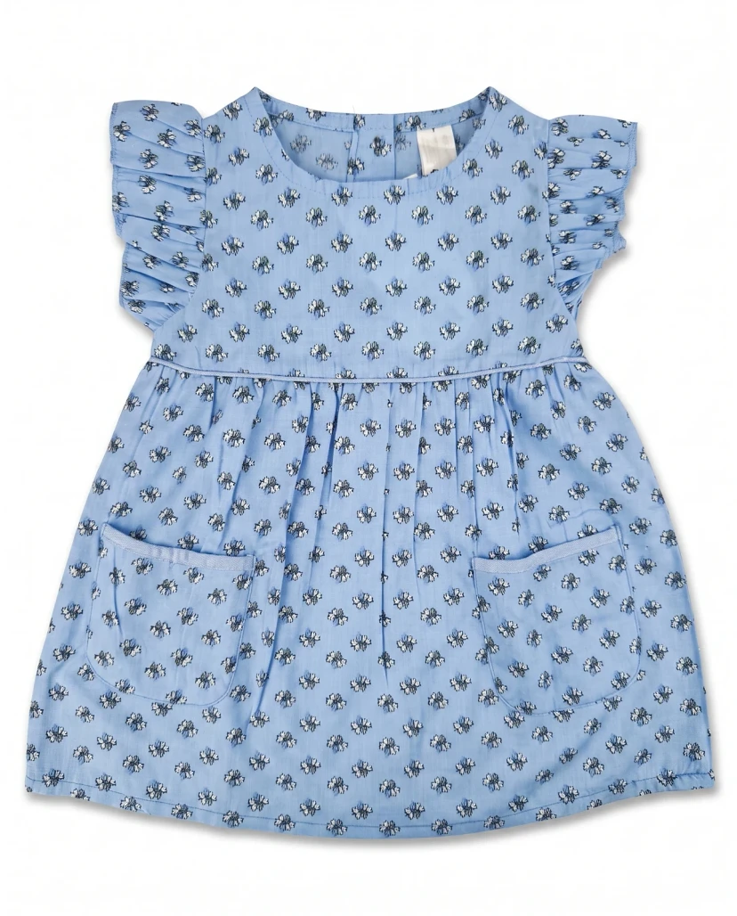 Girls' Cute Ditsy Floral Ruffle Dress - Light Blue