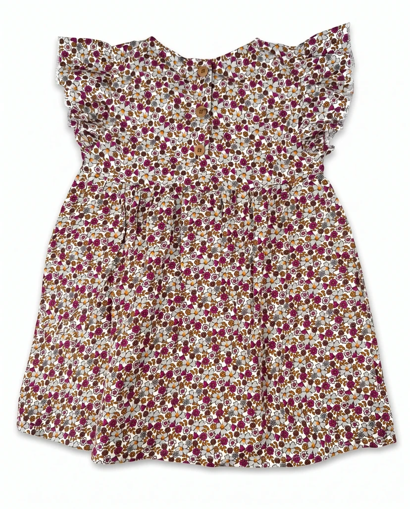 Girls' Cute Ditsy Floral Ruffle Dress - Multi-Color