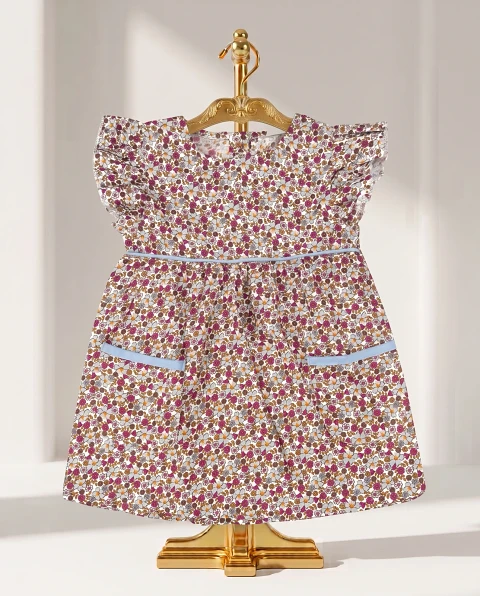 Girls' Cute Ditsy Floral Ruffle Dress - Multi-Color
