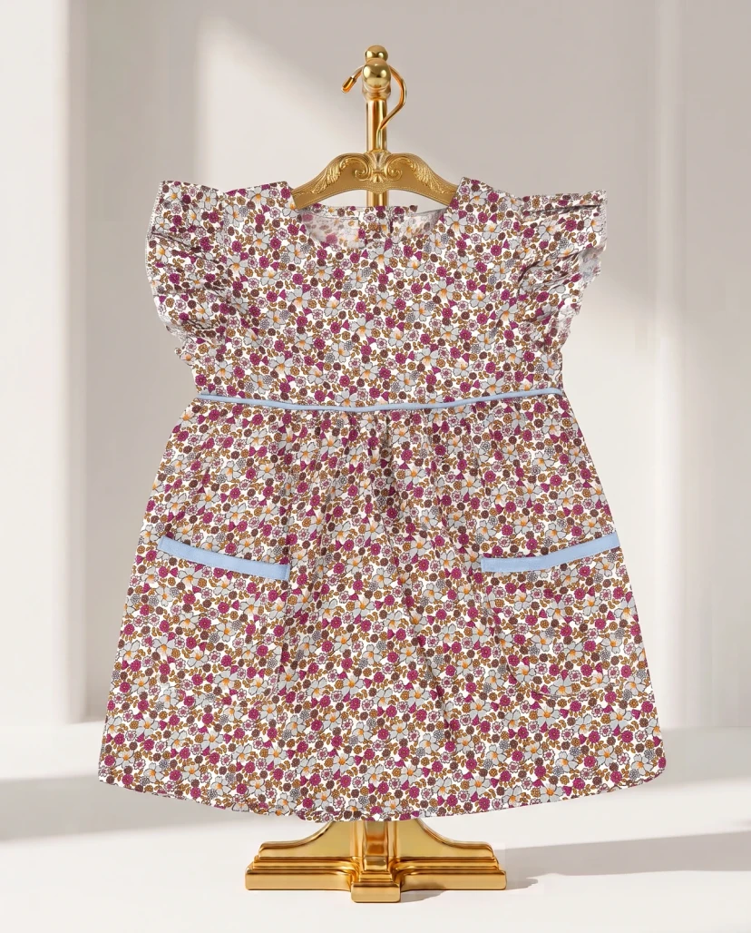 Girls' Cute Ditsy Floral Ruffle Dress - Multi-Color