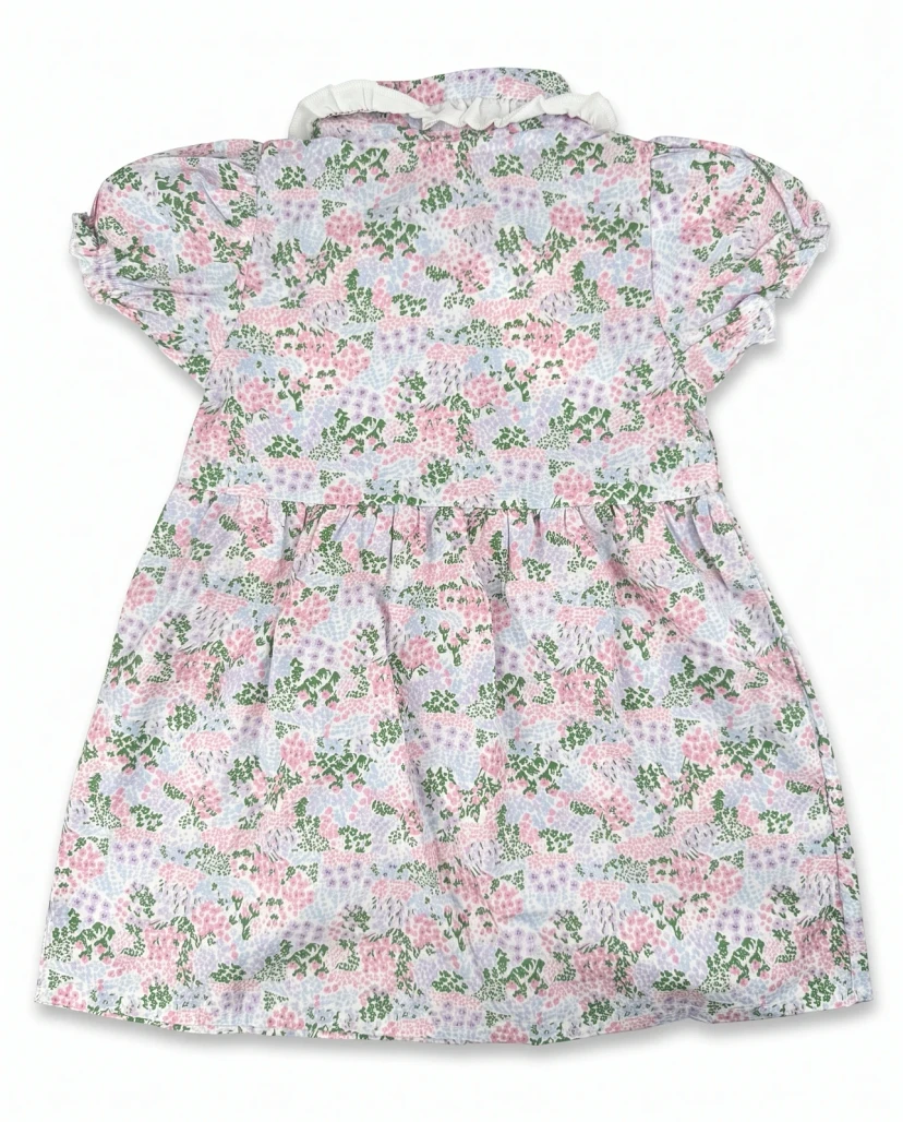 Girls' Cute Floral Button-Down Dress - Pastel Pink & Purple