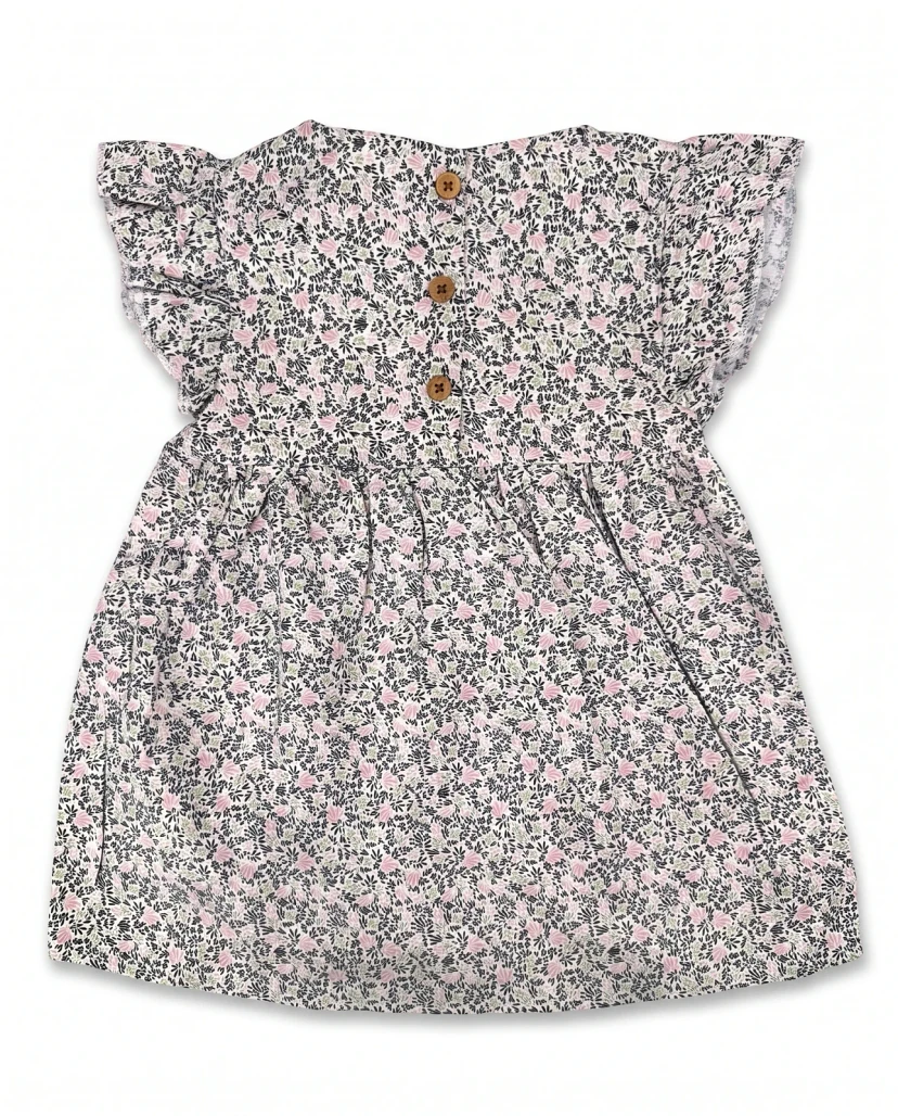 Girls' Cute Ditsy Floral Ruffle Dress - Pink & Light Blue